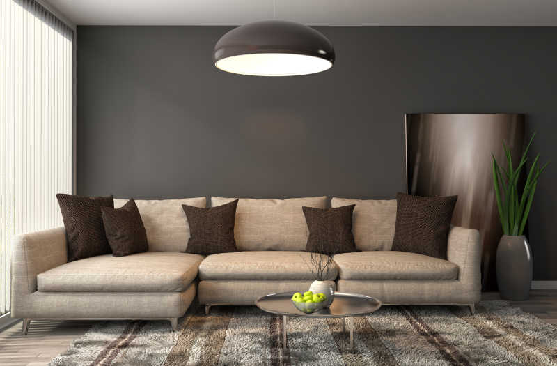 灰色客厅与布艺沙发