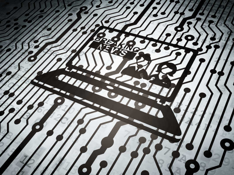 电路板与突发新闻的笔记本电脑图标