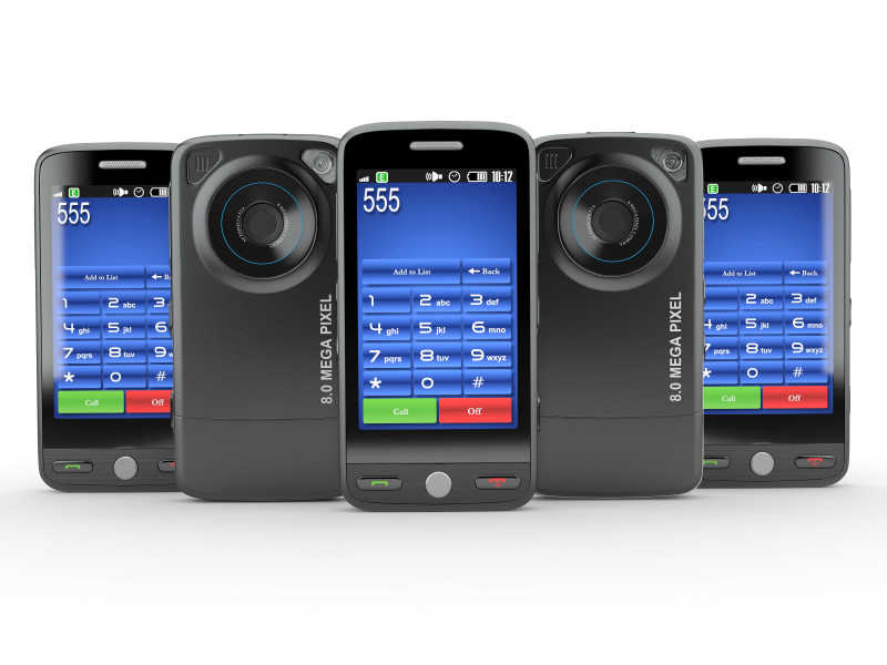 一排黑色手机拍照相机