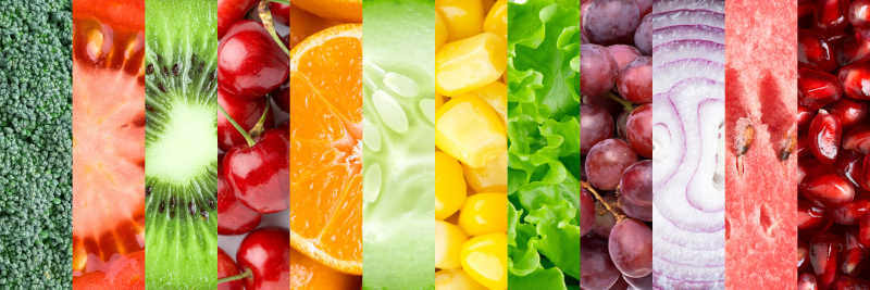 不同种类的水果蔬菜