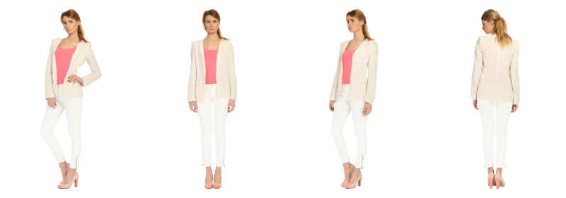 年轻性感的黑发女子穿着米色夹克