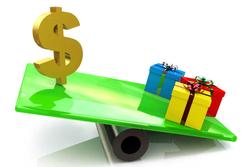圣诞礼品与美元符号