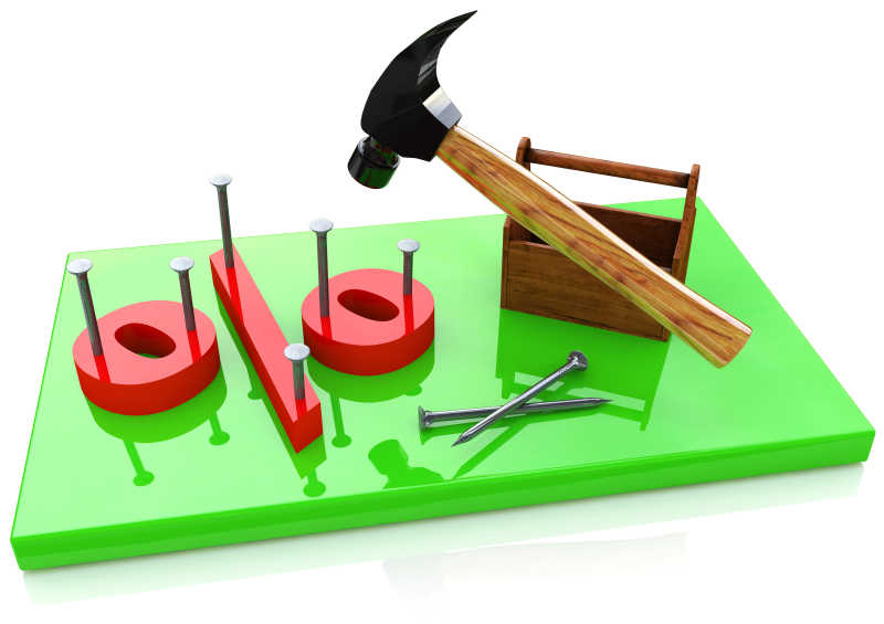 锤子把百分比符号敲定在绿色板块上