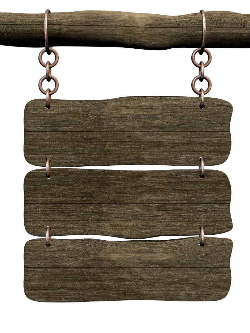 悬挂木制广告牌