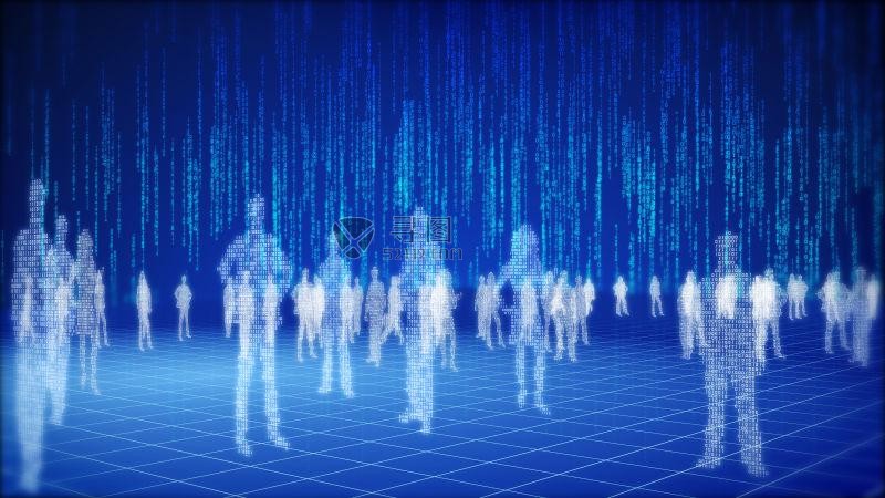 蓝色背景人物信息概念