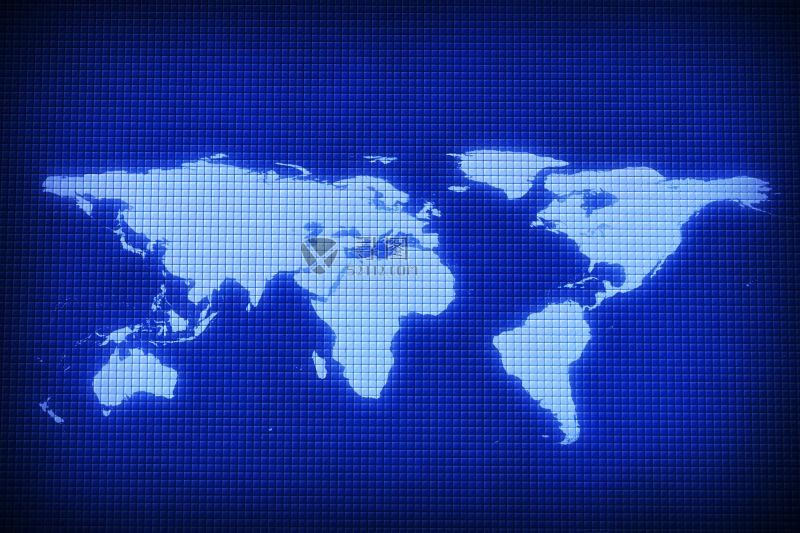 数字世界地图的蓝色背景