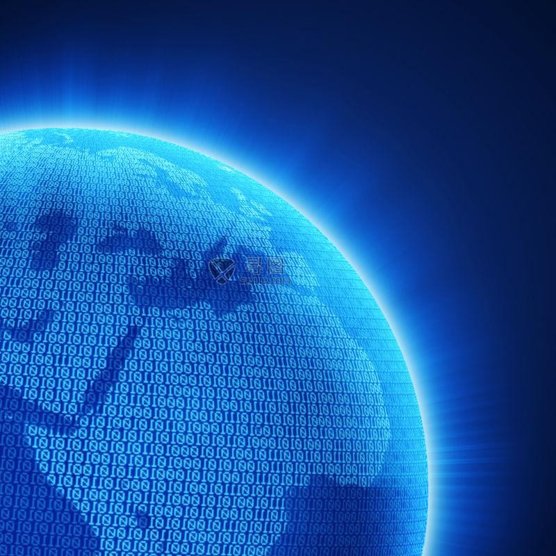 蓝背景中3d数字地球