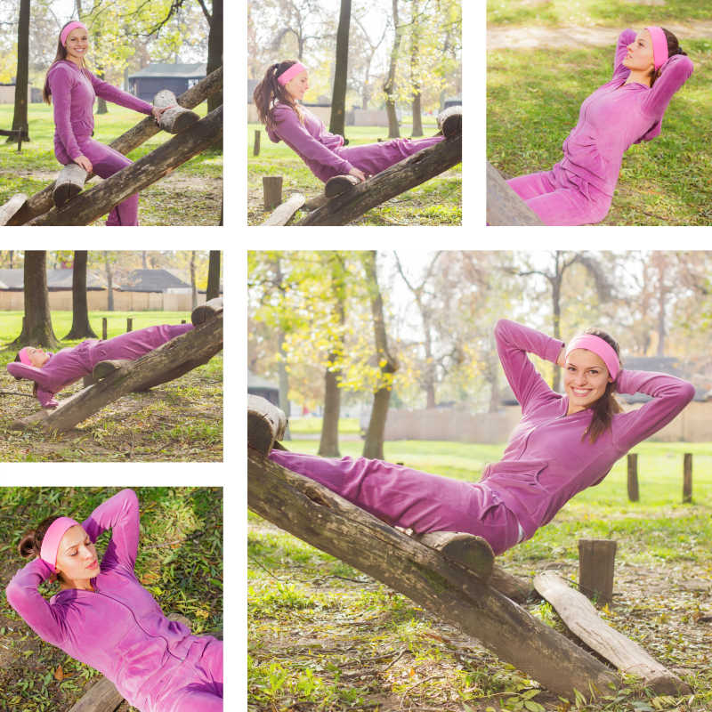 公园里健身的性感美女