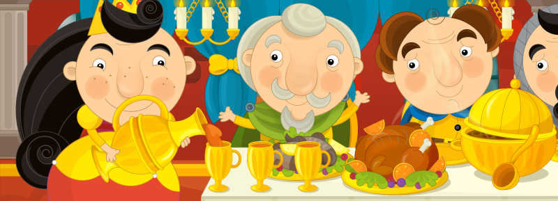 正在给客人倒酒的公主卡通画