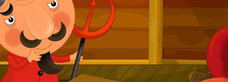 魔鬼正在出坏主意卡通画