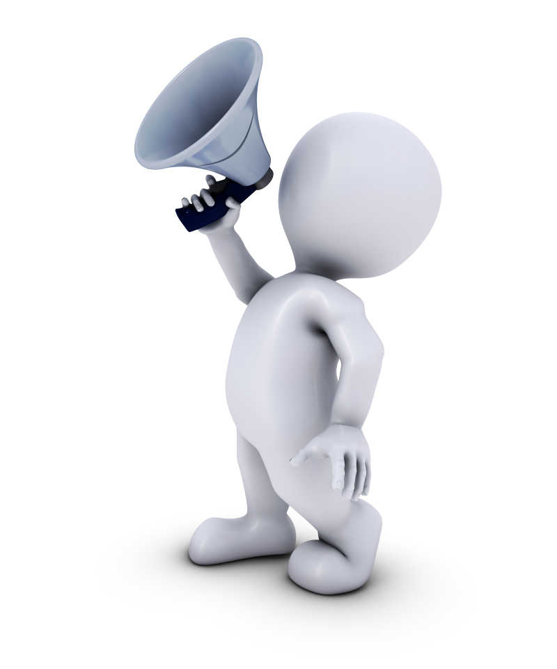 手拿喇叭的3D卡通人物