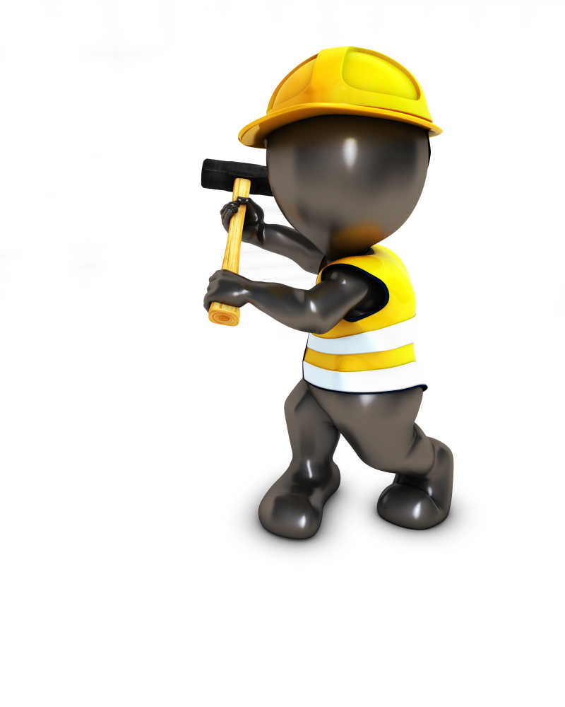 拿着锤子的3D卡通人物