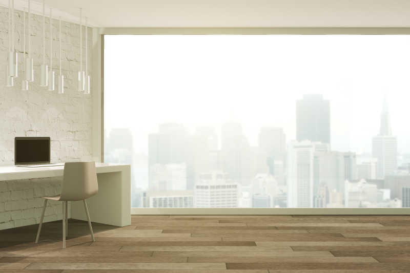 室内全景窗城市风景