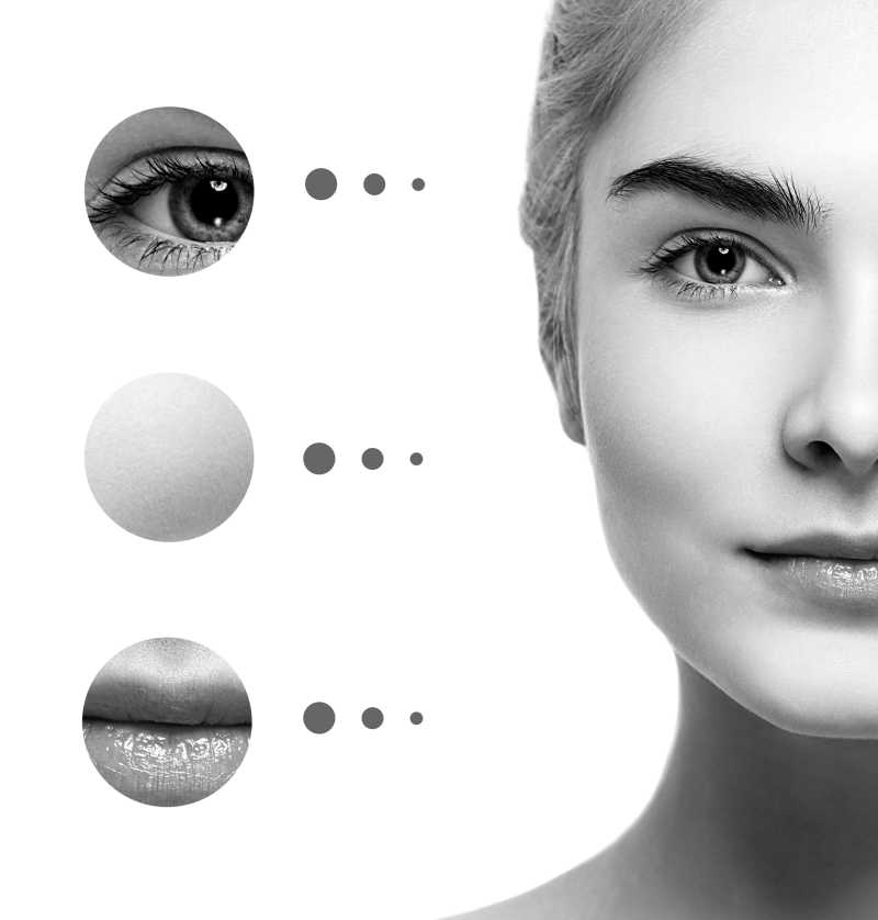 女性脸部皮肤的放大