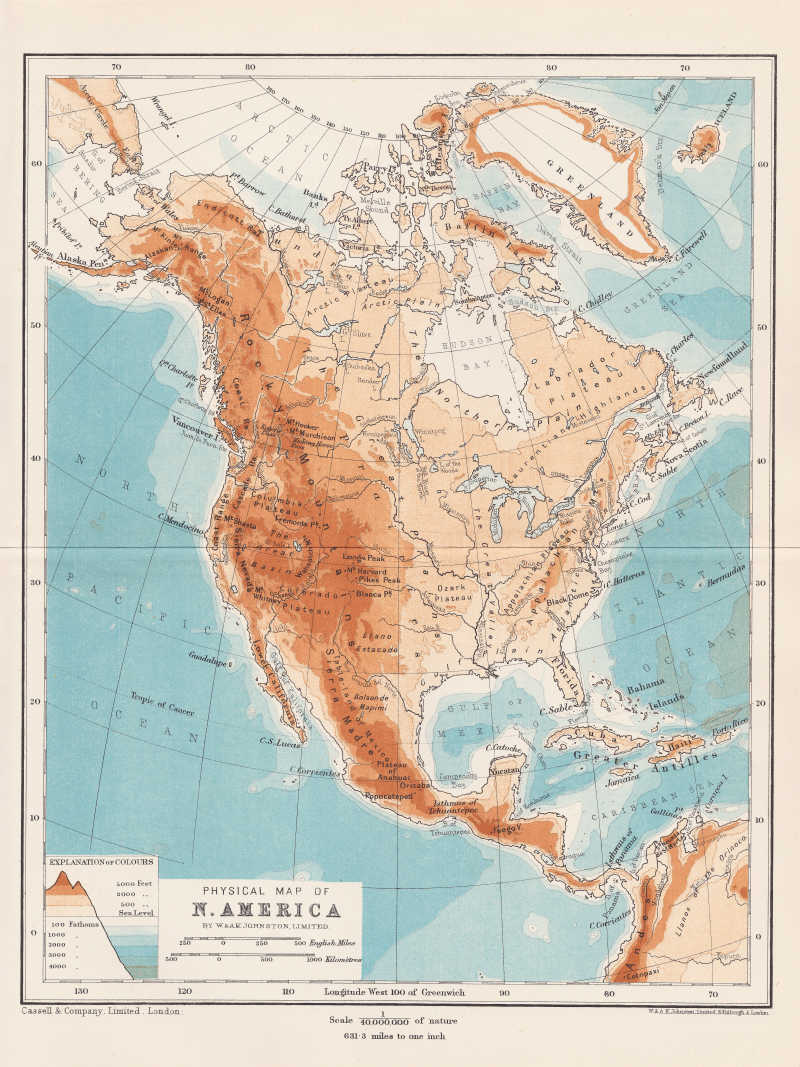 北美洲的地形图