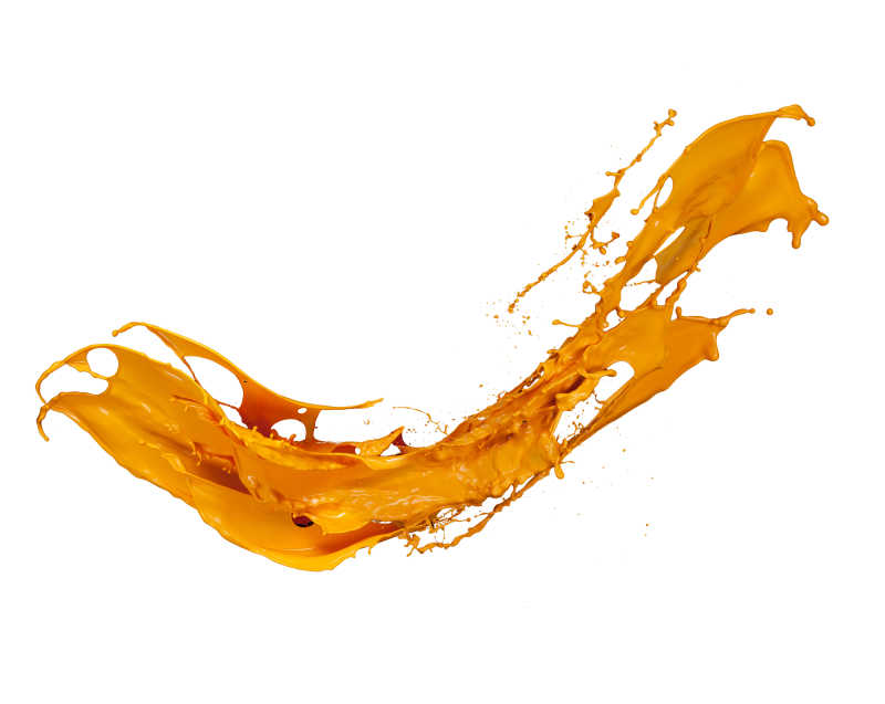 白色背景下飞溅的橙色液体