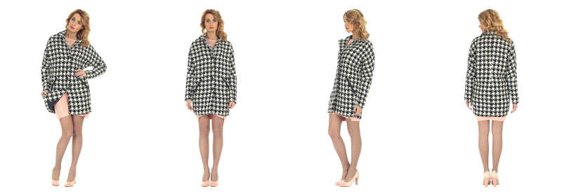 穿方格纹理夹克的漂亮女孩