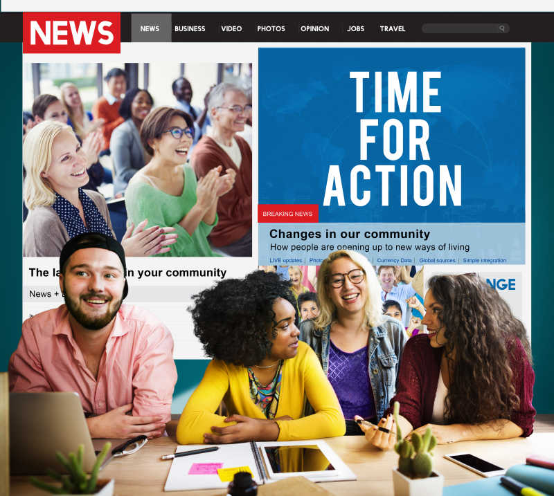 虚拟网页前讨论问题的商人团队