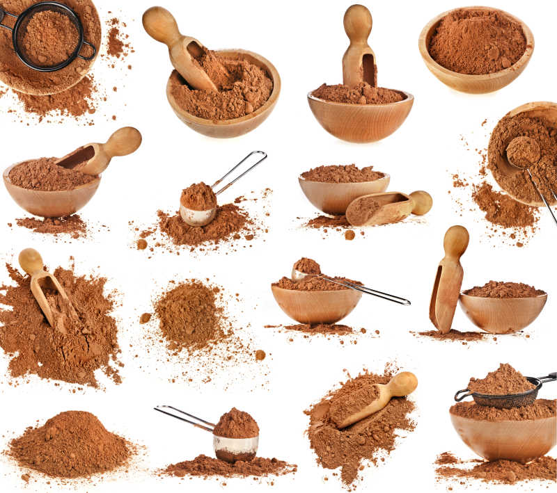 白色背景下的可可粉收集装置