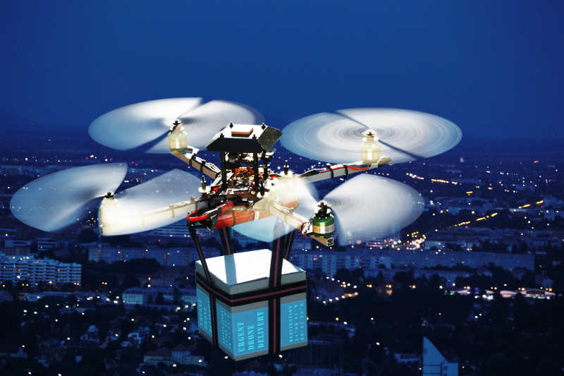 夜间递送包裹的无人机