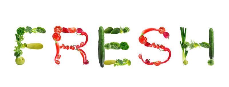 用蔬菜拼成的英文单词