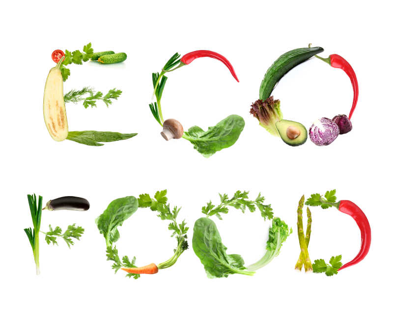 由蔬菜摆成的英文单词