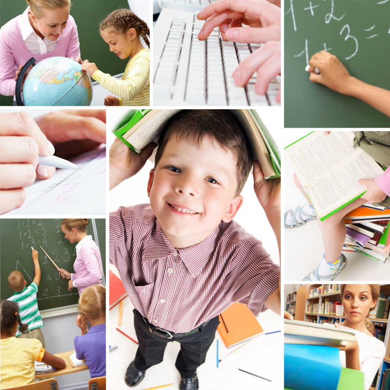 课堂上的小孩子拼贴