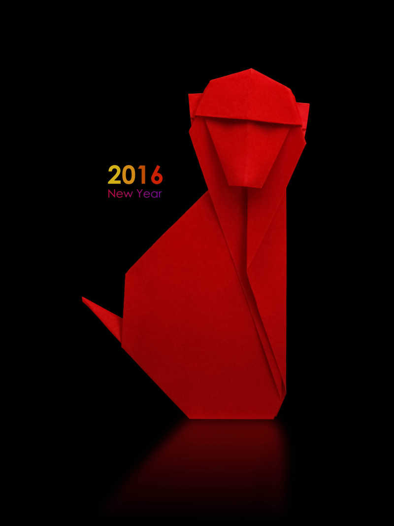 一只纸折的红色猴子