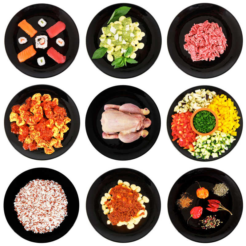 盘子里的各种美食