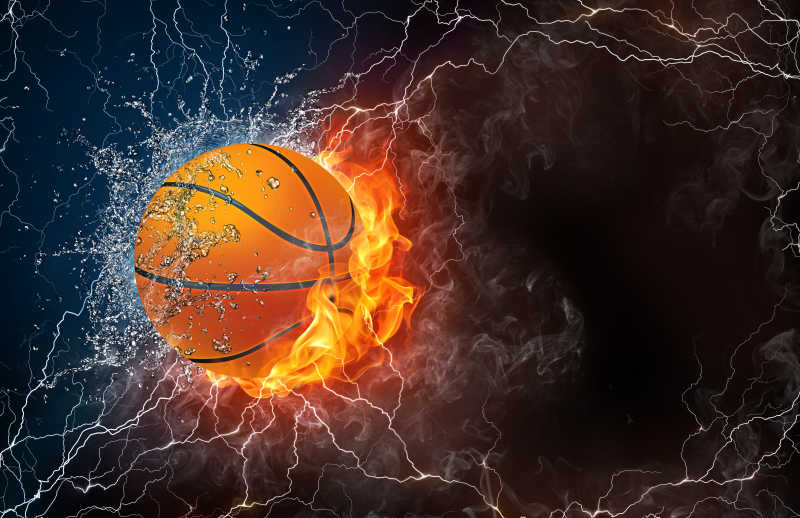 一个燃烧的篮球