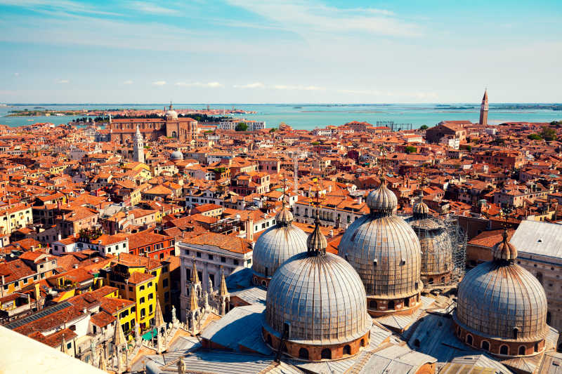 圣马可钟楼上观测到的威尼斯城市风景