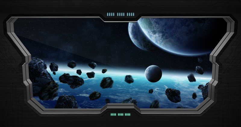 太空飞船外的行星和陨石