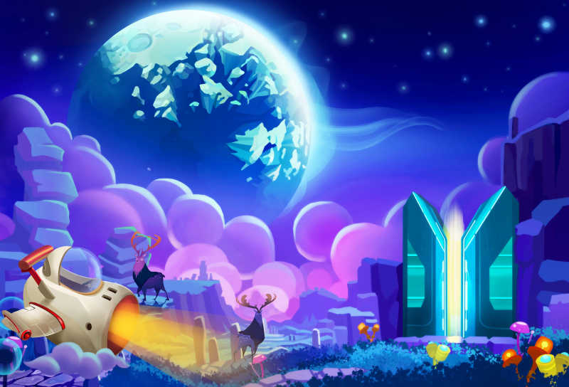 外星星球卡通插图