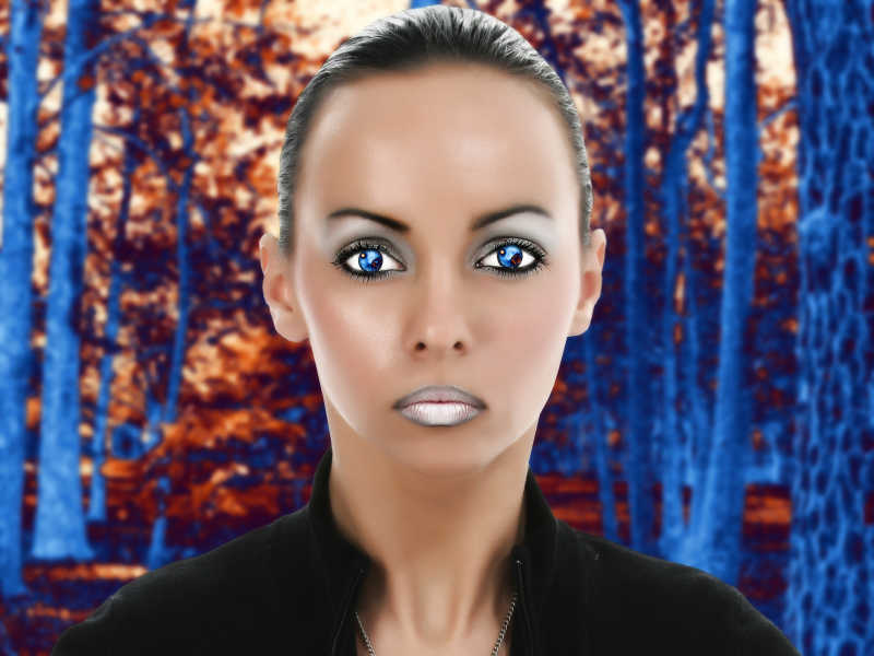 蓝色眼镜的漂亮外星人