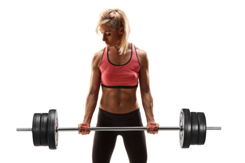 杠铃举重的强壮女人