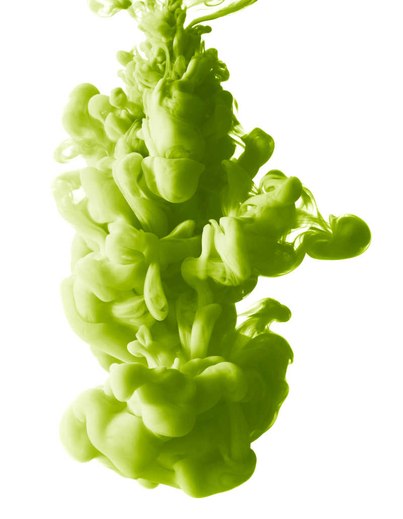 白色背景上的粉绿色油漆