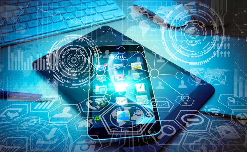 现代手机图标互联概念