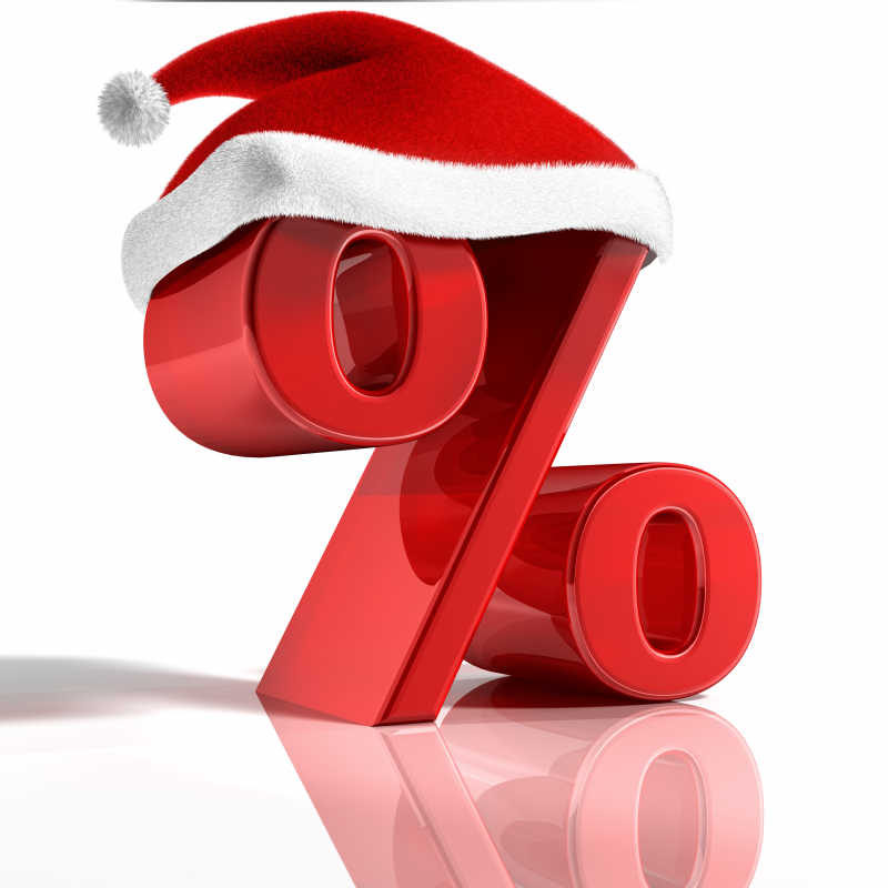 戴着圣诞帽的红色百分比