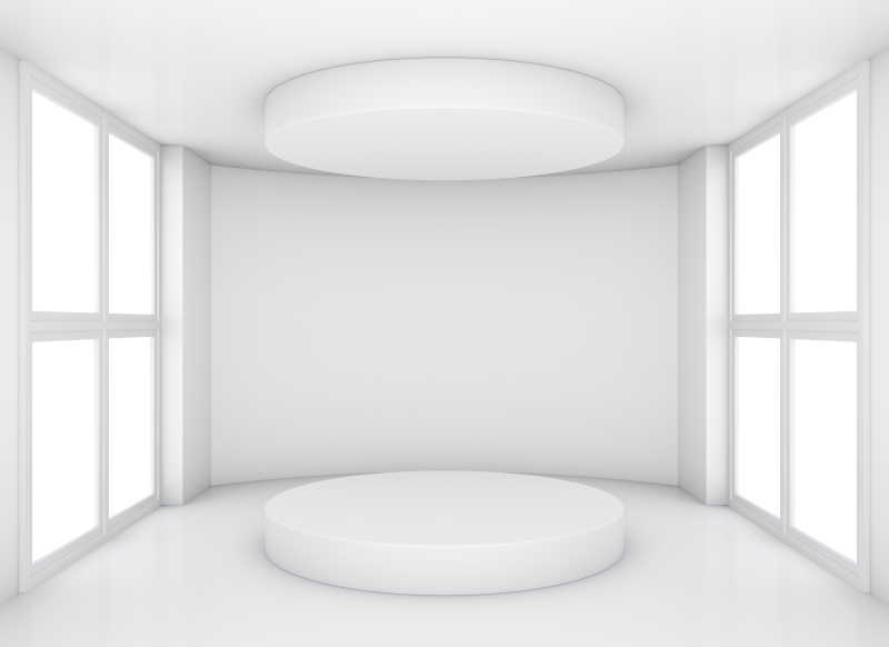 模拟白色展示厅模型