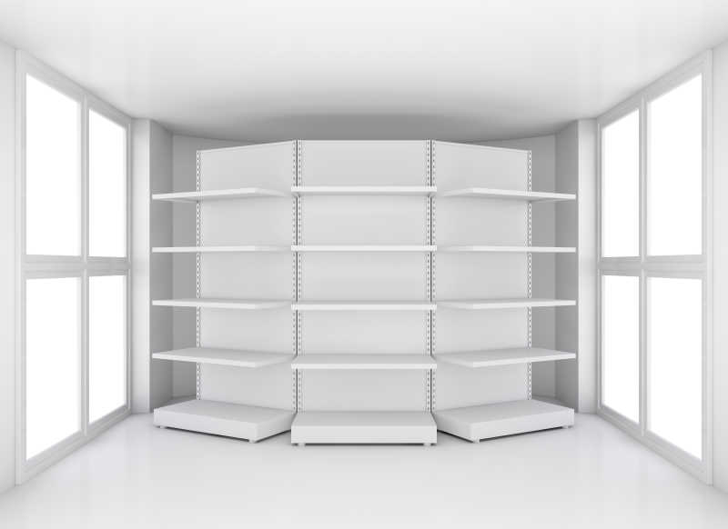 带货架窗户的展厅三维模型