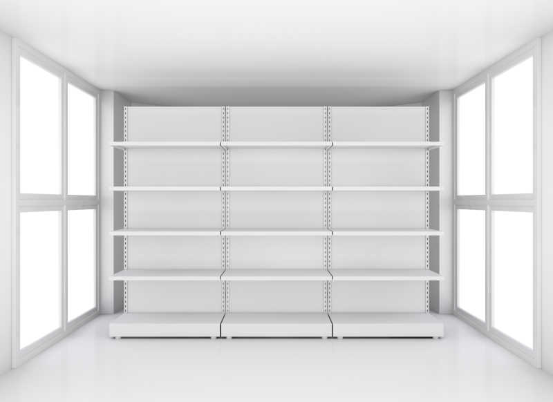 白色超市零售店货架的模型设计