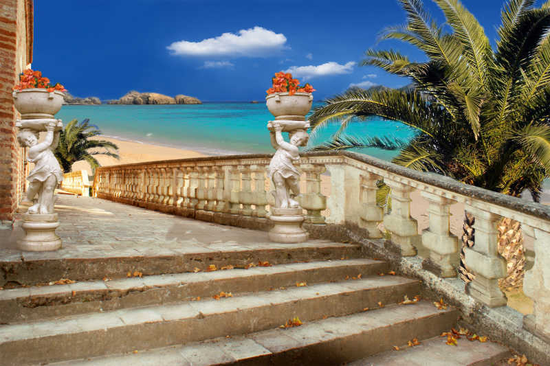 沙滩上的古老建筑