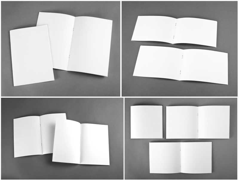 灰色背景下摆放位置不同的空白册子