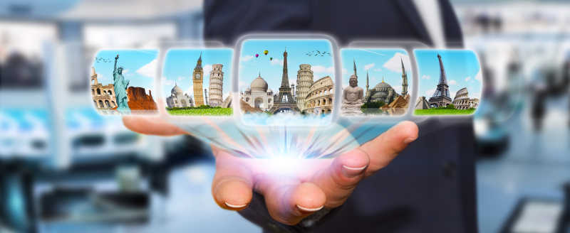 商人手心出现世界不同的地方