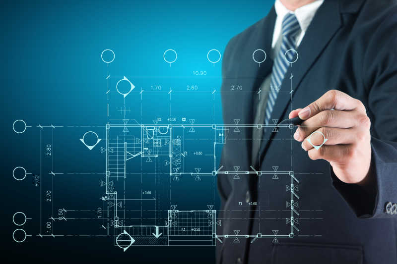 建筑师正在绘制版画