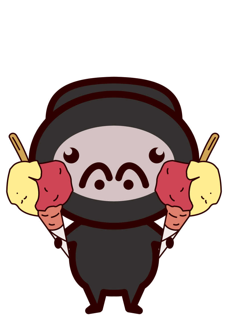 拿着冰淇淋的黑色卡通动物插画