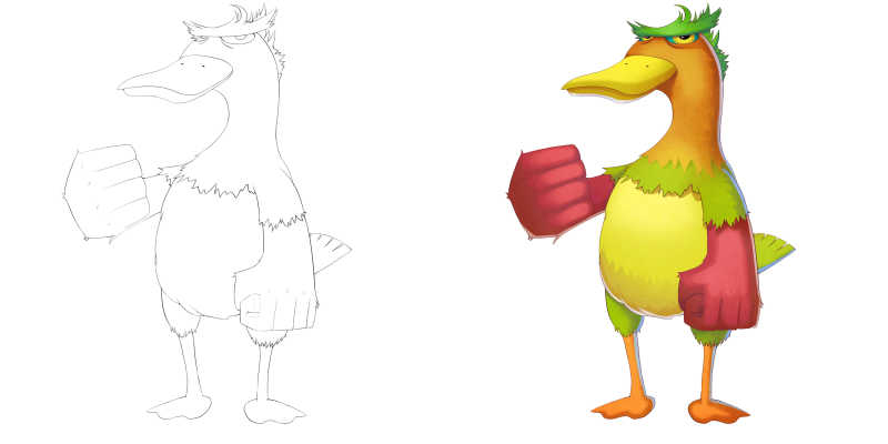 鸭子怪物手绘漫画