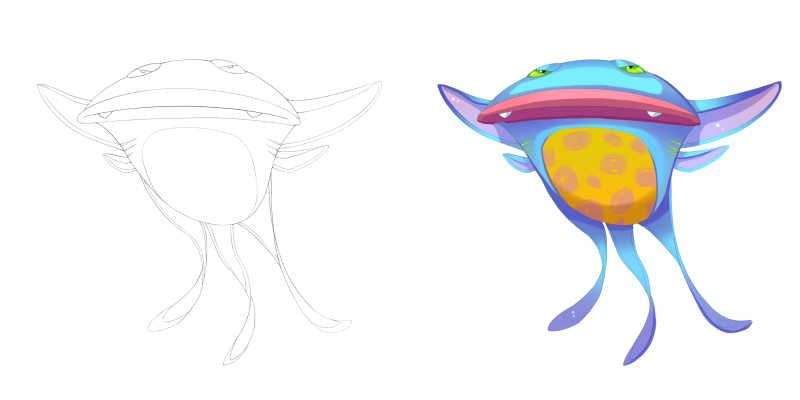 鱼蝙蝠怪物手绘漫画