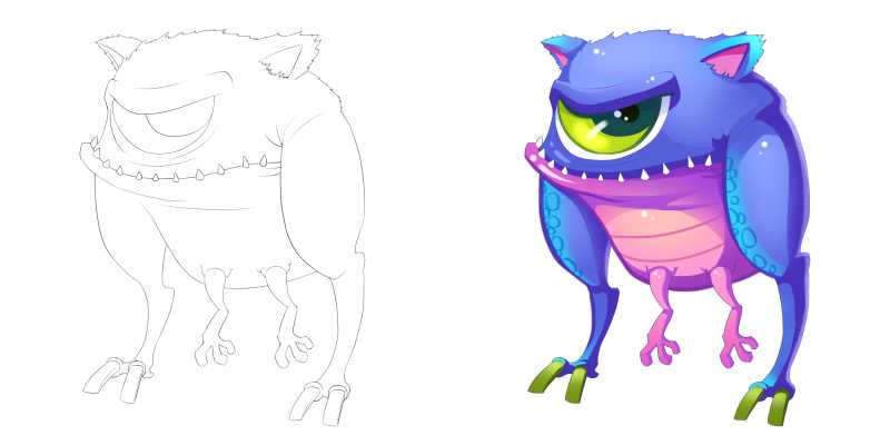 独眼鸡脚怪物手绘漫画