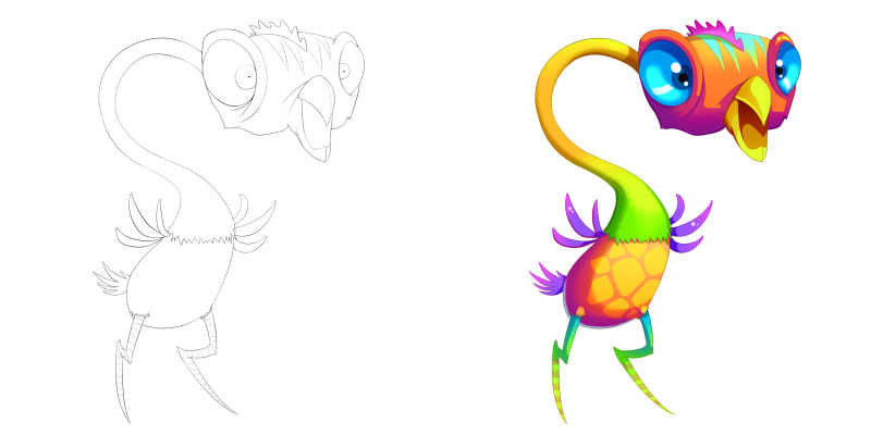 卡通手绘鸵鸟头怪物漫画